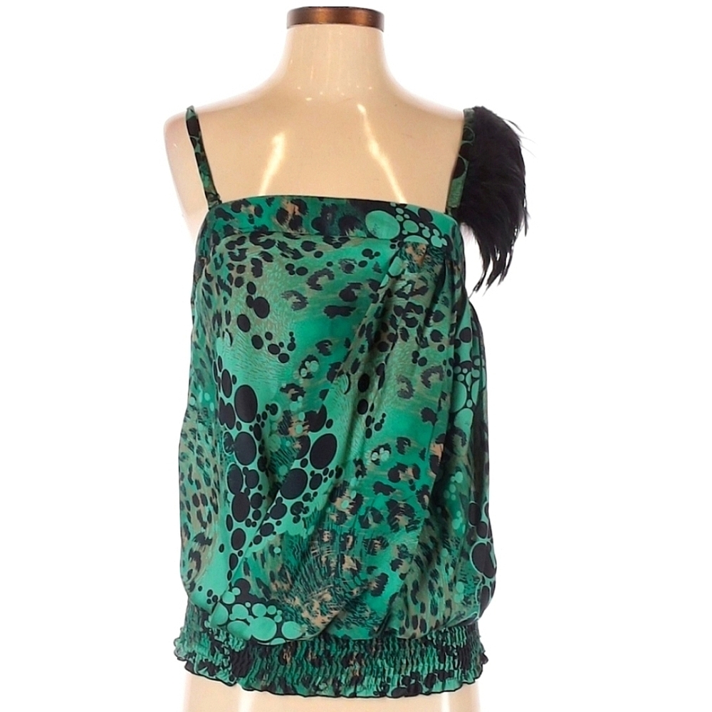 ASO LONDON TIPTON SUITE LIFE ON DECK Feather Animal Cheetah Print Top - Picture 3 of 5